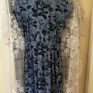 Lularoe Floral Blue Dress EUC